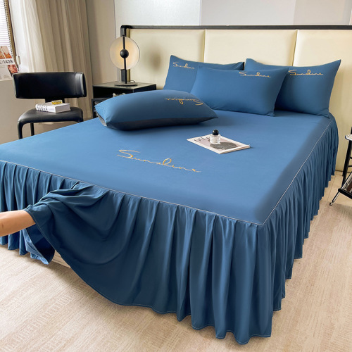 2025新款水洗磨毛刺绣轻奢简约系列单床裙 100x200裙高45cm单床裙