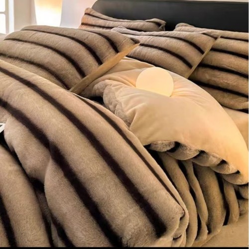 欧式A类加厚轻奢高级兔毛绒四件套冬季蓄热保暖牛奶绒被套双面绒