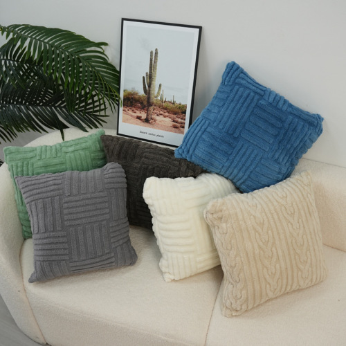 跨境亚马逊法兰绒抱枕抱枕套纯色沙发靠垫素色双面靠枕