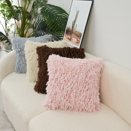 新款跨境靠垫ins时尚长毛绒抱枕套床头靠垫沙发抱枕办公护腰靠枕