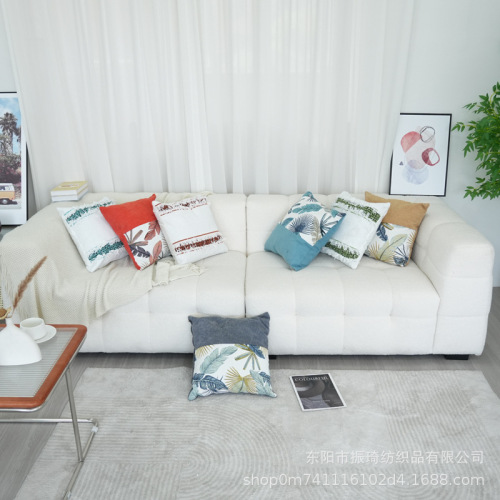 跨境热销爆款亚马逊ins风抱枕沙发装饰两拼叶子抱枕套床头软包靠