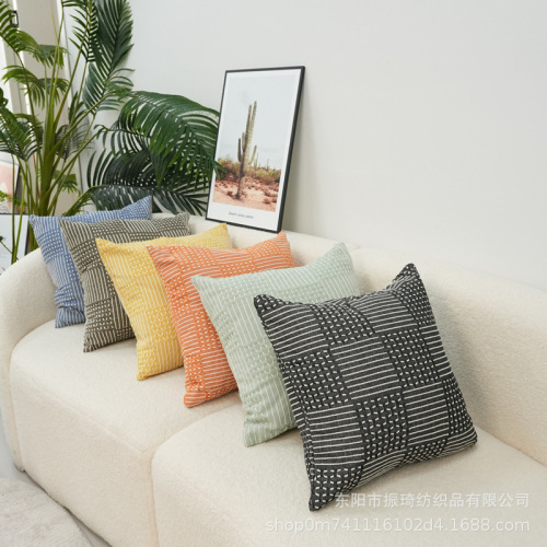 新品跨境麻布提花线织家居客厅床头现代轻奢简约抱枕沙发靠垫套