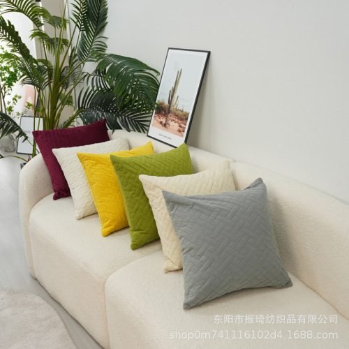 简约现代荷兰绒超声波沙发抱枕套客厅靠垫汽车加厚纯色护腰靠枕床