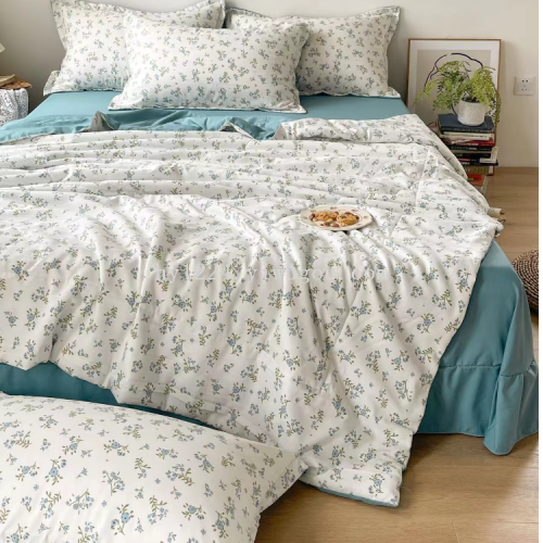 washed cotton linen printing summer quilt four-piece summer quilt bed sheet pillowcase four-piece set