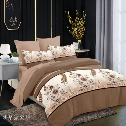 Beddings 80G Plain Active Printing Bed Sheet Fitted Sheet Three-Piece Four-Piece Set