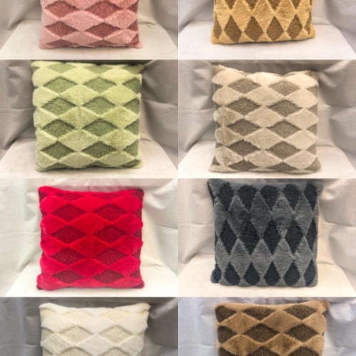 毛绒菱形格抱枕抱枕套靠垫靠垫套