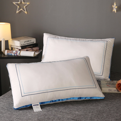 New Cotton Pillow Core Embroidery Adult Feather Velvet Pillow Pure Cotton Three-Dimensional Embroidery Thread-Blue