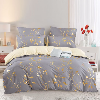 Newest Microfiber Polyester Gold Metallic Marble Comforter Set Foil Print Glitter Bedding Set Quiltcover bed sheet set