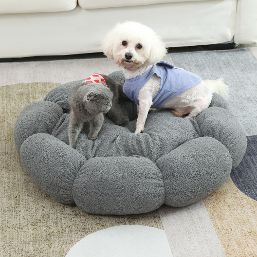 花朵造型猫窝四季通用宠物保暖毛绒泰迪绒狗窝宠物圆形窝