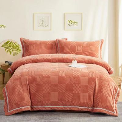 Four-Piece Bedding Set Thick Fleece Three-Piece Quilt Cover Bed Sheet and Pillowcase