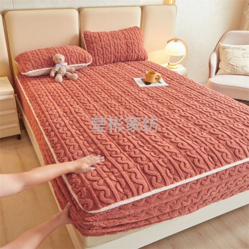 Solid Color Fitted Sheet Class a Tower Velvet Quilted Bedspread Tatami Simmons Mattress Cover