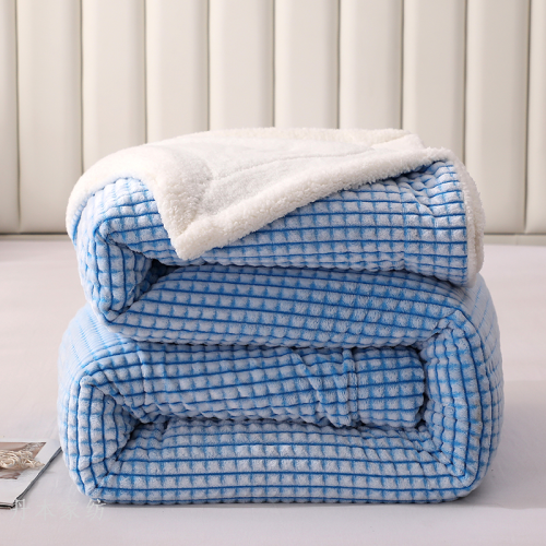 flannel coral fleece back printing strip lambswool double-layer blanket amazon one-piece delivery long-term goods