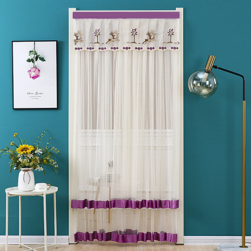 双层防蚊家用卧室客厅隔断帘自粘门帘魔术贴伸缩杆两用免打孔门帘