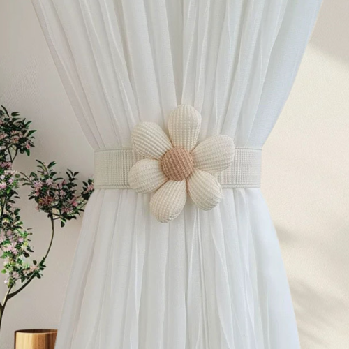简约现代风花朵绑带窗帘配件窗帘绑带家居装饰配件免打孔