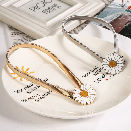 厂家供应 现代简约小雏菊金属弹性窗帘绑带 电镀装饰配件窗帘扣环