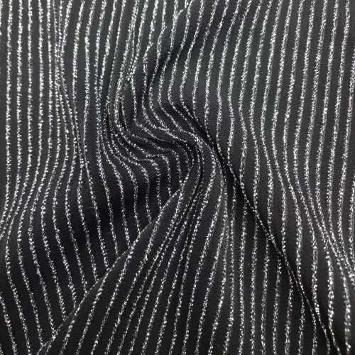 锦纶涤纶金条 金银丝闪光丝面料 柔软四面弹力尼龙间条面料