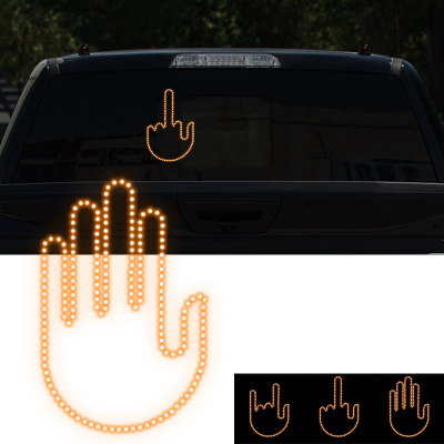 Car Gesture Light Wireless Remote Control Rear Window Glass LED Brake Middle Finger Car Gesture Light Finger Light