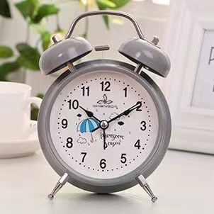 Js-165 New Korean Style Metal Alarm Clock Double Bell Candy Color Children Student Bedside Alarm Clock