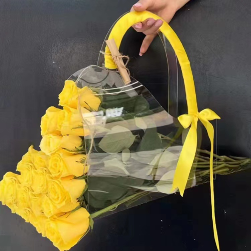 valentine‘s day internet celebrity transparent flower handbag qixi flower bouquet gift flower packaging portable pet spot