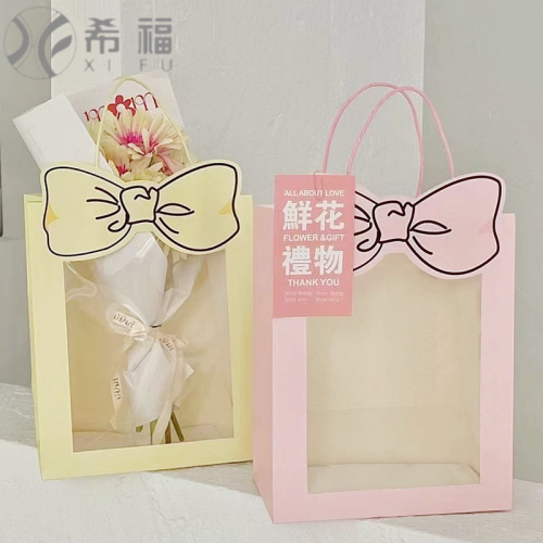 xifu bowknot handbag paper bag flowers gift bag rectangular handbag