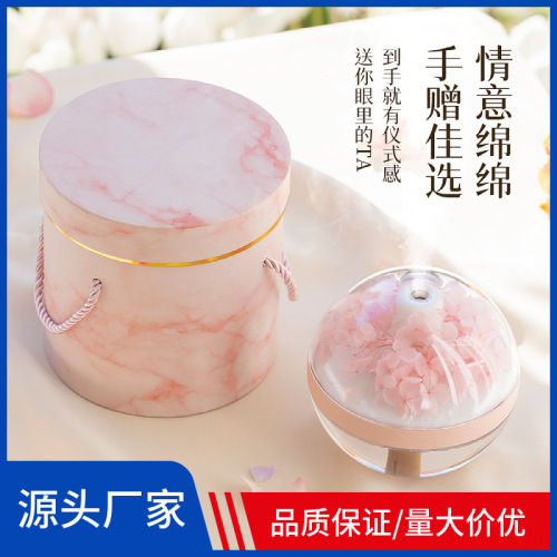 乐乐多新款永生花加湿器小型便携usb桌面床头氛围灯创意礼品
