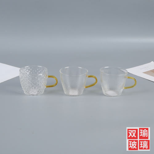 heat-resistant glass tea set hammer pattern small handle cup with handle tea cup kung fu tea cup household small cup wine glass fragrance-smelling cup