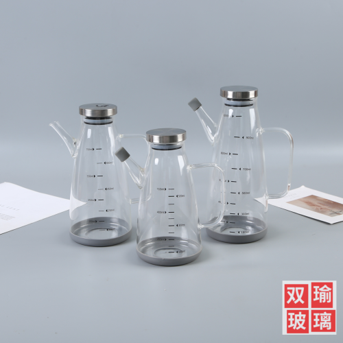 with scale kitchen glassiness oiler household kitchen oil jar pot pack soy sauce and vinegar not easy to hang oil leak-proof oil bottle