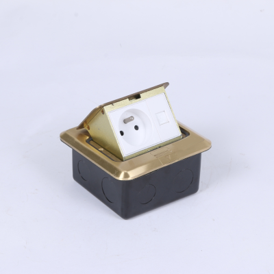 Pop-up Style Floor Socket Square Hidden Floor Outlet British Standard with Network Cable Connector Floor Socket Factory Direct Sales