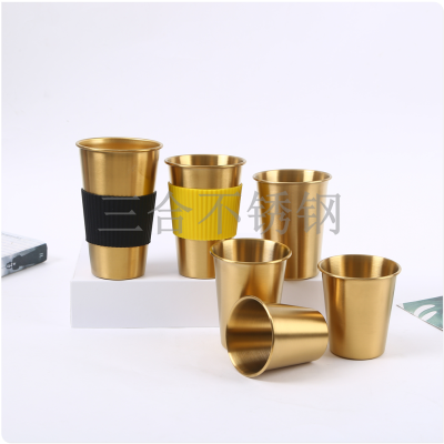 304 Stainless Steel Cup Single-Layer Water Cup Cool Drinks Cup Juice Cup Ins Beer Steins Thickened Anti-Fall Cup Custom Lettering