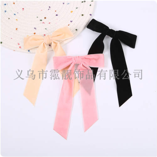 classic style bow hair accessories extra long ribbon hairpin head clip french girl‘s hair hoop back head factory direct sales