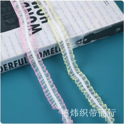 1.5.m two-way snow yarn lace bilateral fungus pleated ruffled elastic chiffon bjd doll clothes hanfu baby clothes
