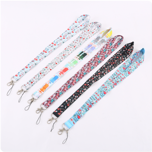 cute cartoon mobile phone lanyard multi-color payment chain accessories id card camera keychain office gift