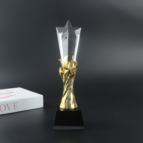 新款奖杯金属水晶金银铜五角星优秀员工高档大气公司年会颁奖礼品