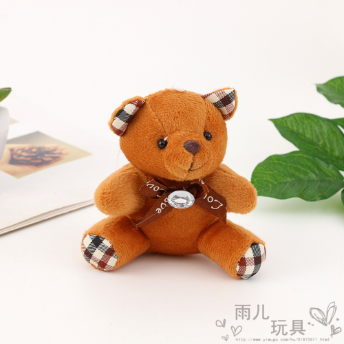 teddy bear plush toy with bow tie little bear doll pendant knot wedding gift in stock wholesale cross-border
