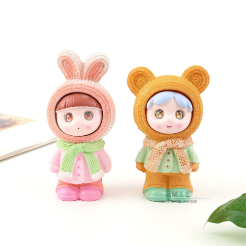 cute bear rabbit couple doll new house bedroom home desktop decoration car interior doll gift