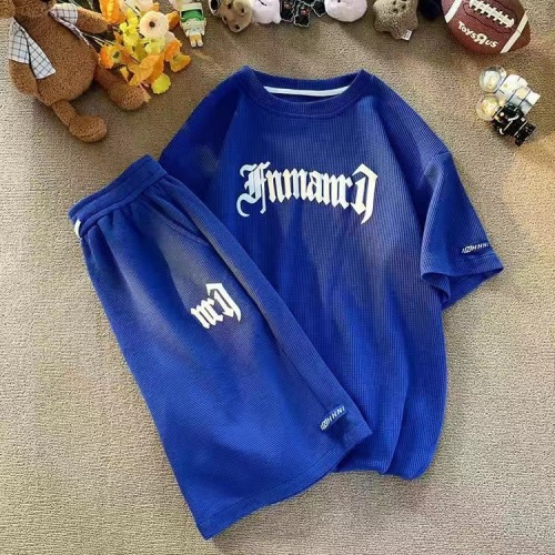 waffle casual suit men‘s summer ice silk short sleeve t-shirt men‘s suit with fashionable gym clothes generation hair