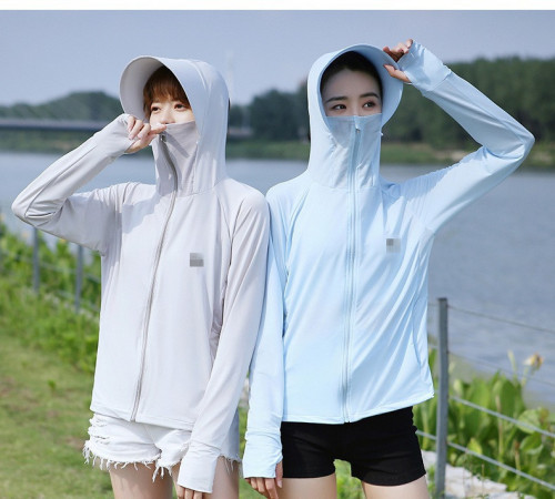兔子防晒衣女防夏季冰丝透气防晒衫连帽运动外套防晒服批发
