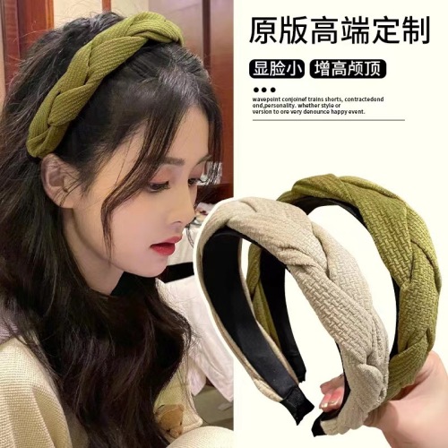 秋冬麻花发捆高颅顶发箍女外戴气质洗脸压发高级发卡头箍发饰批发