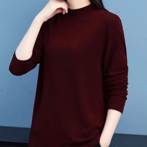 2025慕斯双面羊绒内搭高弹保暖秋冬打底衫半高领中大码韩版女上衣