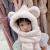 Strawberry Bear Hat Scarf Integrated Women's Winter 2023 New Cute Fleece-Lined Thickened Gloves Scarf Three-Piece Set