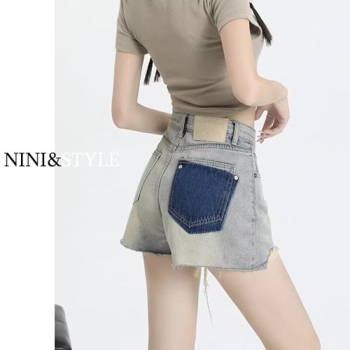 2025新品美式高腰牛仔短裤女装夏外穿性感显瘦宽松a字阔腿辣妹裤