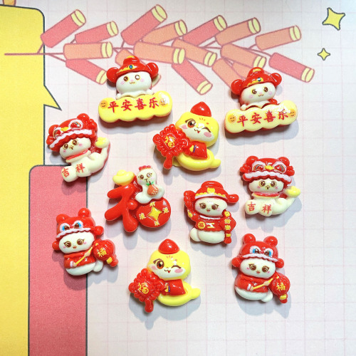 new year cartoon god of wealth fu character resin accessories diy cream glue ornament phone case barrettes patch