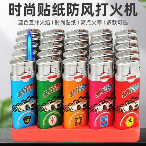 hengtu 618 high-end fashion fashion paper high temperature resistant windproof blue flame lighter can add gas to the same style as shangchao