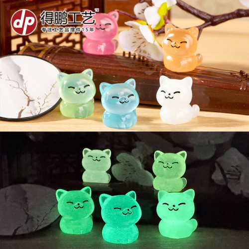 micro landscape resin decorations cartoon cute luminous kitten animal ornaments desktop car creative decorations accessories