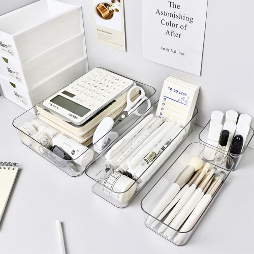 抽屉分格收纳盒办公桌橱柜内置文具笔长方形塑料书桌整理小放置盒