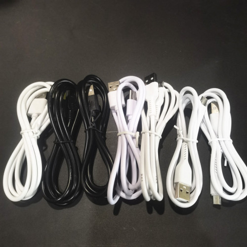 12毫米加长充电头黑白色纯铜数据线USB手机无线智能机口裸线