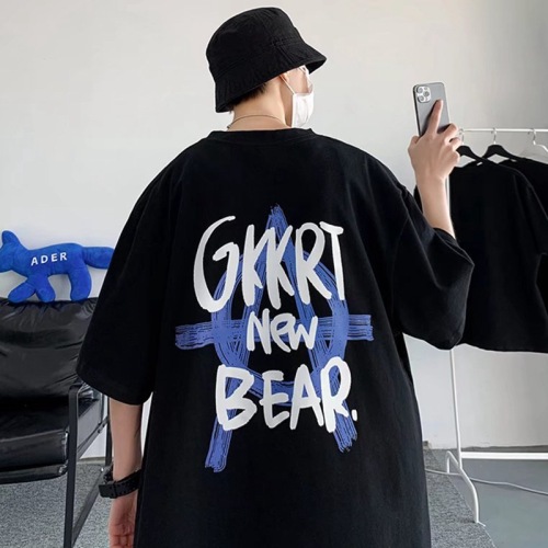 t-shirt men‘s short sleeve cotton bottoming shirt summer new round neck advertising shirt fashion brand loose half sleeve ins hong kong style men‘s clothing