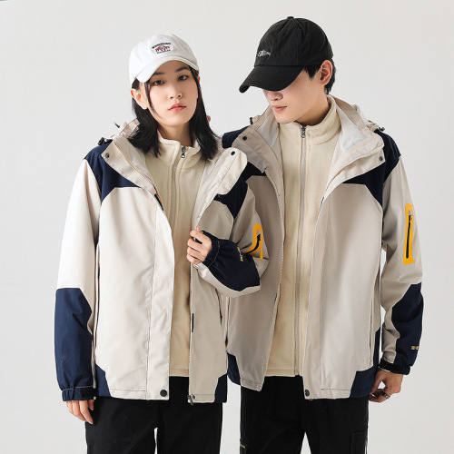 shell jacket factory wholesale autumn and winter outdoor men‘s and women‘s coats three-in-one windproof waterproof removable fleece mountaineering clothing