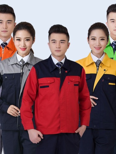 春秋长袖工作服套装男耐磨劳保服汽修服车间厂服装修上衣刺绣LOGO