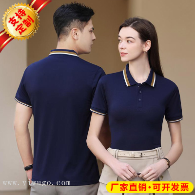 Solid Color Polo Shirt Corporate Culture Wholesale Sports Advertising Short-Sleeved T-shirt Lapel Men's and Women's Same